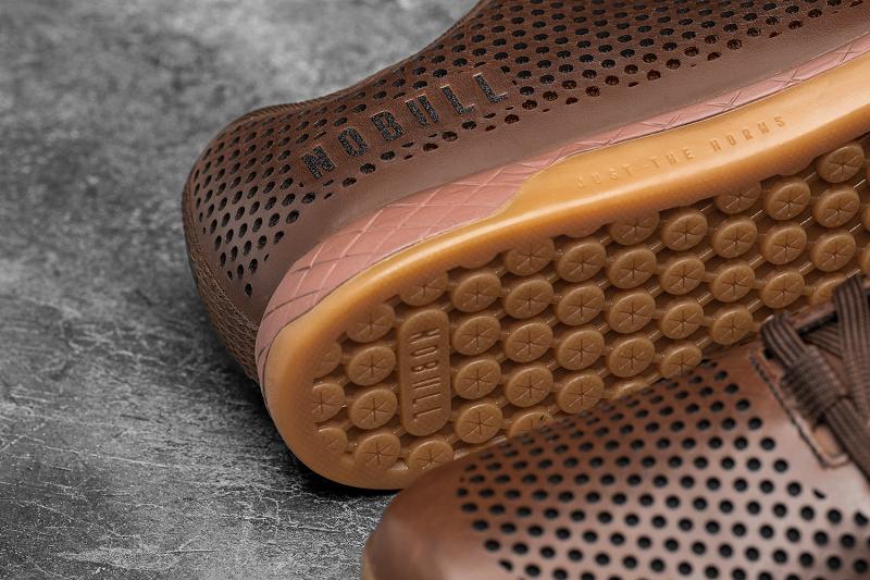 Nobull Coffee Leather Men's Trainers Coffee | USA Z1226U